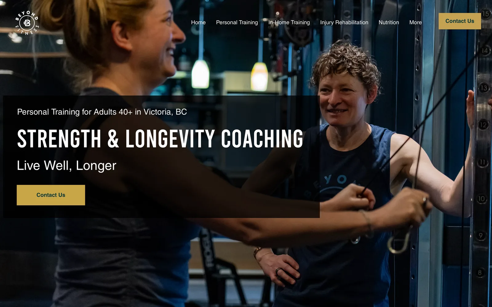 Beyond Fitness website on desktop