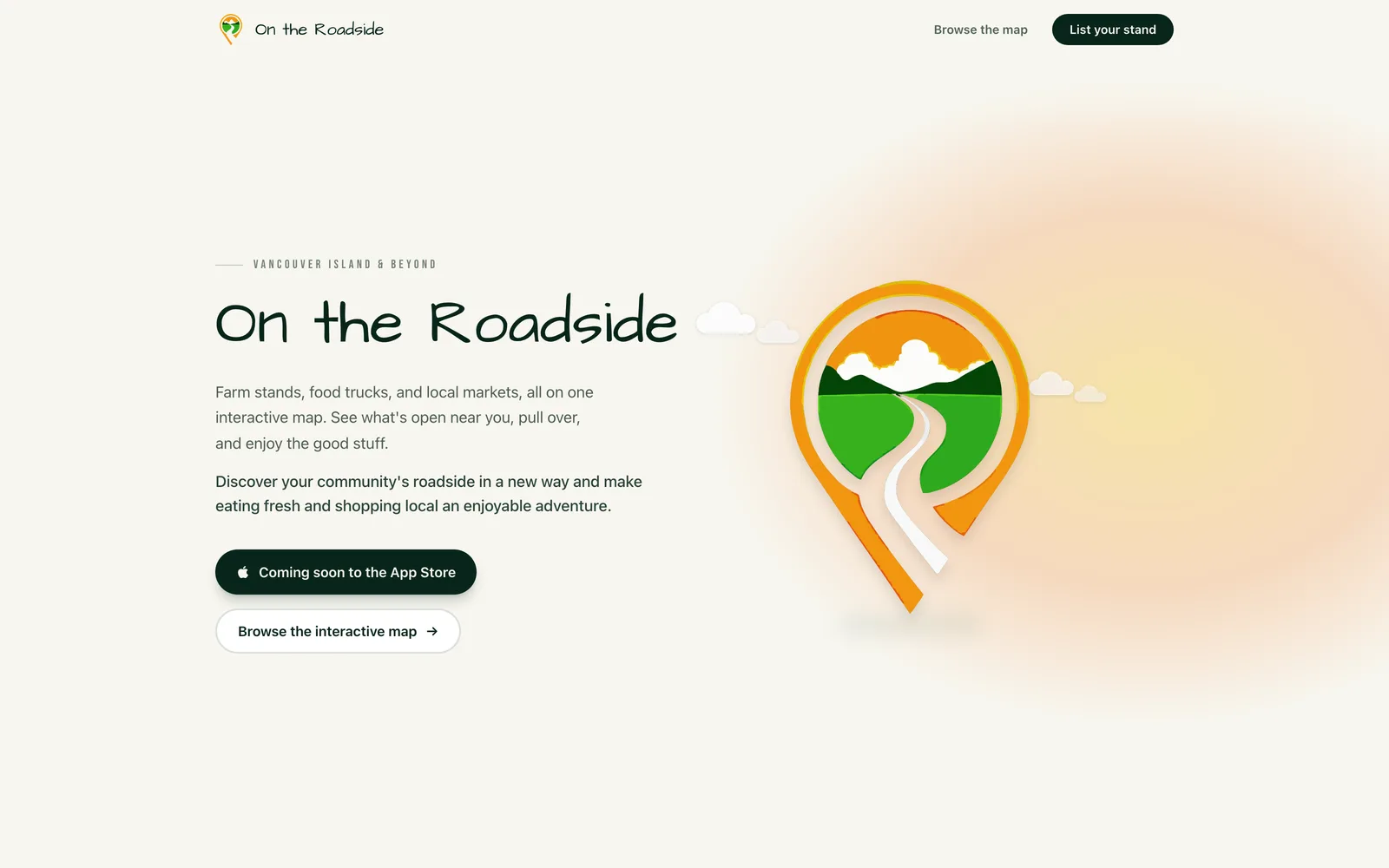 On the Roadside website on desktop