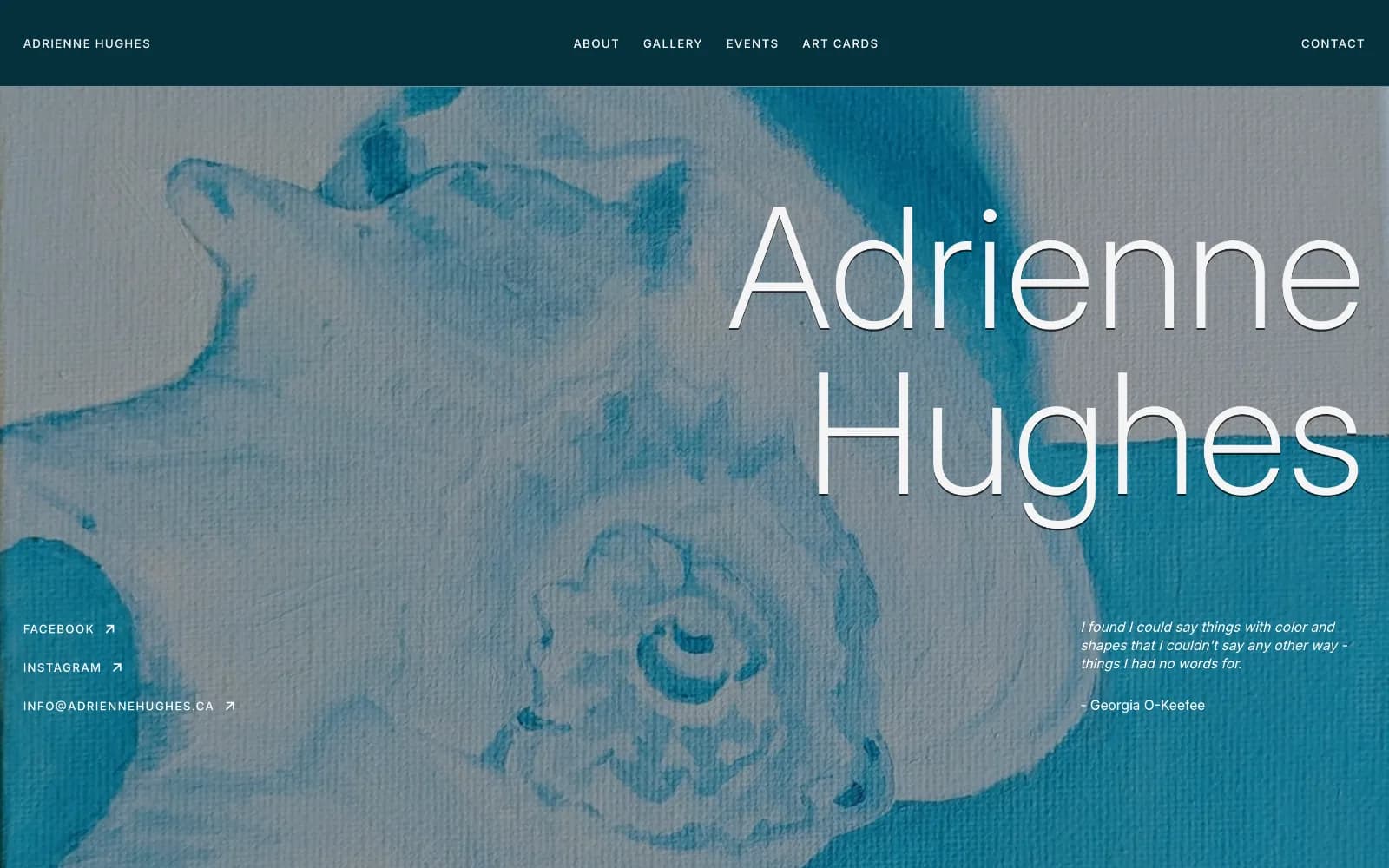 Adrienne Hughes website on desktop