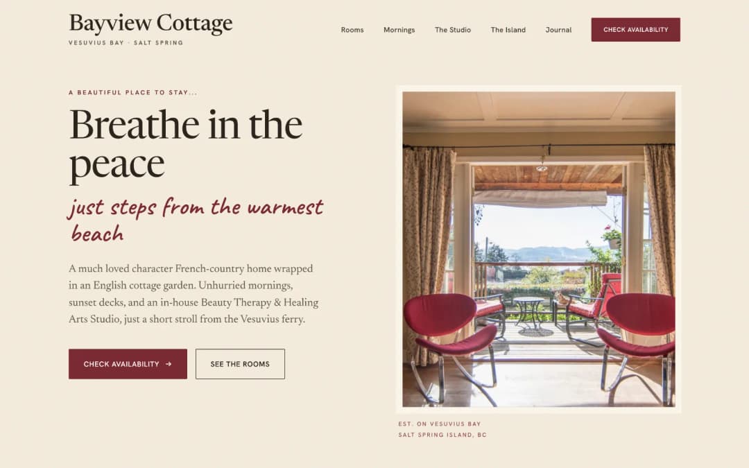 Bayview Cottages website