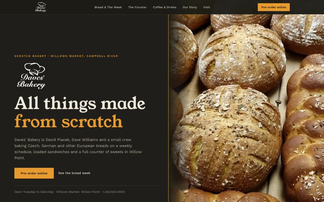 Daves' Bakery website