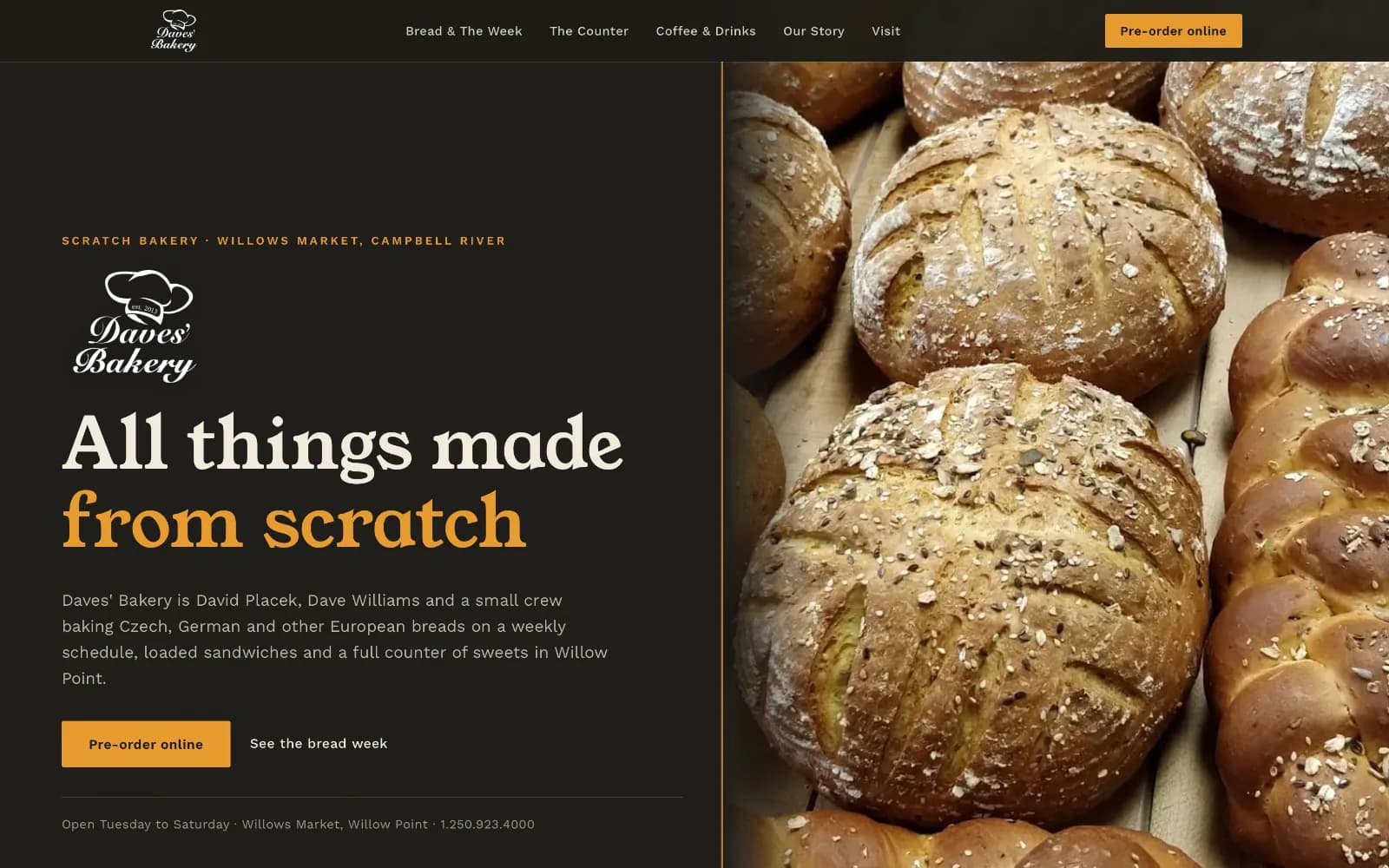 Daves' Bakery website