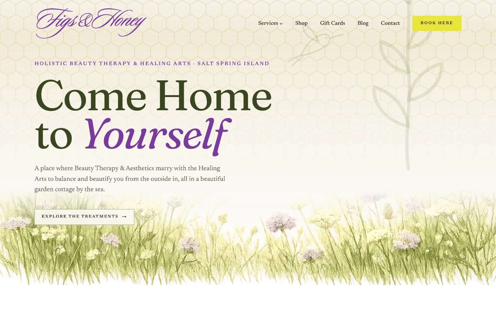 Figs & Honey website on desktop