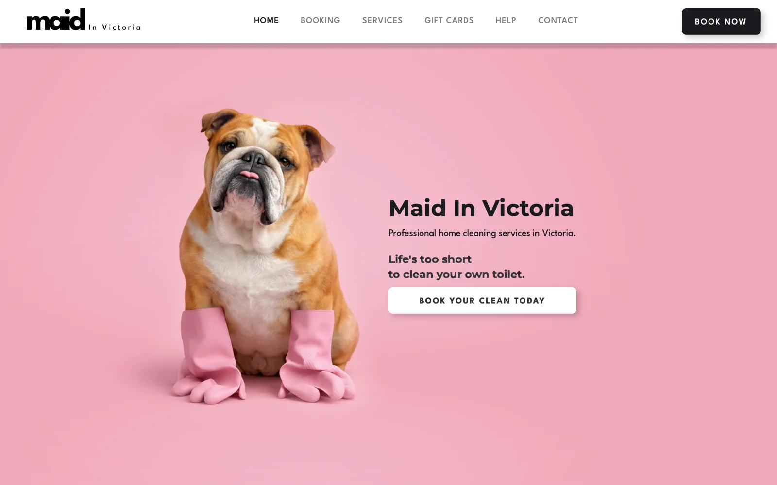 Maid in Victoria website on desktop
